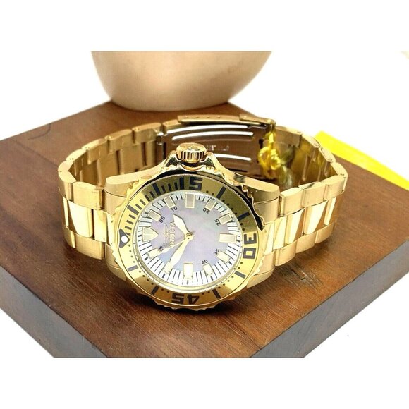 Invicta Women's Watch 17698 Angel Quartz Mother of Pearl Dial Gold Steel 38mm - Picture 9 of 15